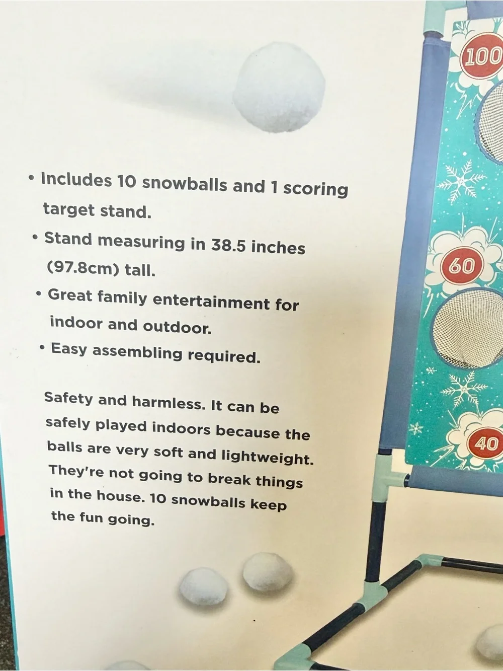 Snowball Toss Game By SNOWTIME 10 Fake Snowballs With Goal Board New